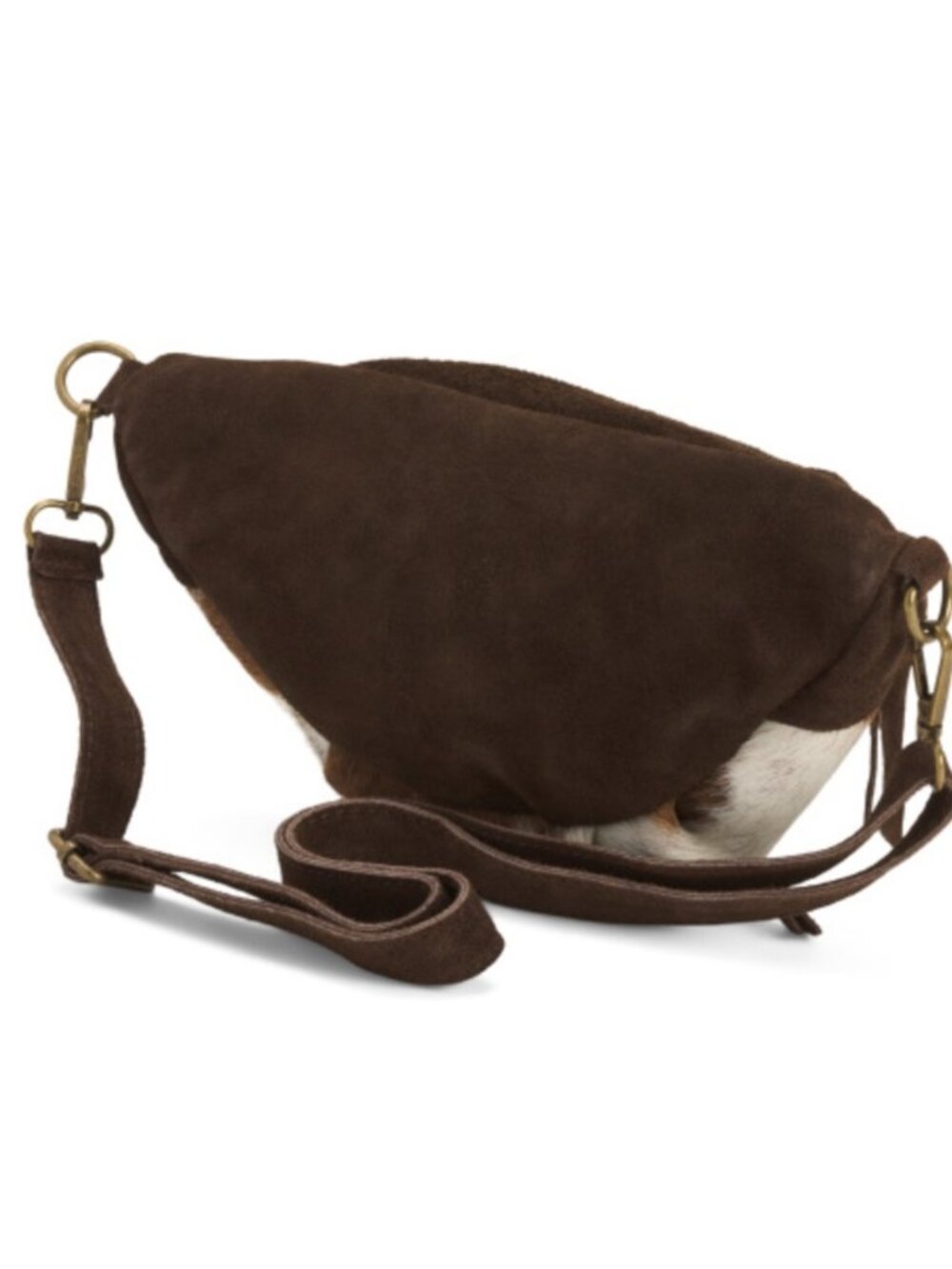 Marlon Brown Leather Cow Print Zip Belt Bag - Picture 3 of 3